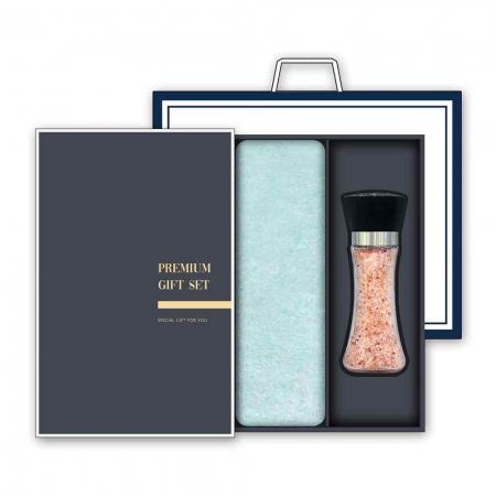 송월 프리미엄 선물세트 (라이트 무지40 타올 1매 + 핑크솔트 200g 1개) #2