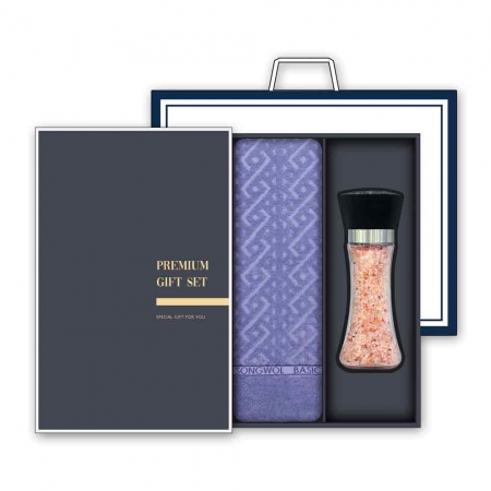 송월 프리미엄 선물세트 (에스닉 타올 1매 + 핑크솔트 200g 1개) #2