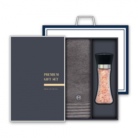 송월 프리미엄 선물세트(호텔컬렉션 필라라인 40 타올 1매 + 핑크솔트 200g 1개) #2