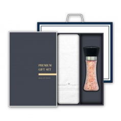 송월 프리미엄 선물세트 (스윗하트 하니 타올 1매 +핑크 솔트 200g 1개)