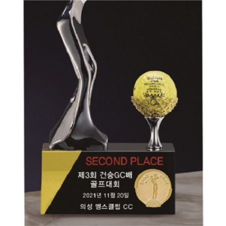 은색금속 골프모션 골프 크리스탈 트로피 #4