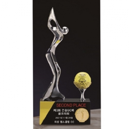 은색금속 골프모션 골프 크리스탈 트로피 #2