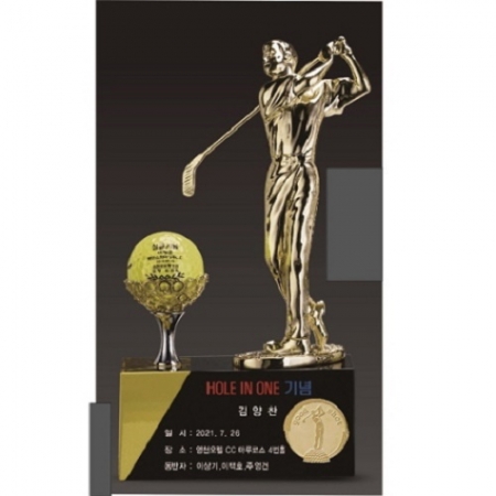 금색금속 크리스탈 골프 트로피 #2