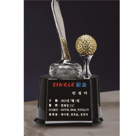 은색 금속 골프모션 크리스탈 트로피 #4