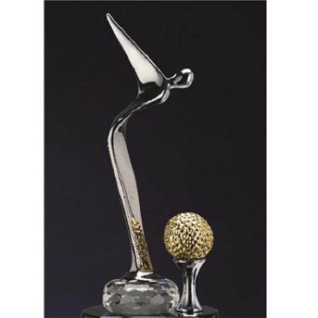 은색 금속 골프모션 크리스탈 트로피 #3