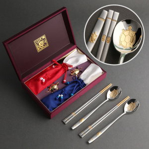 장수거북24K금도금 실버 2P(거북받침,수저집