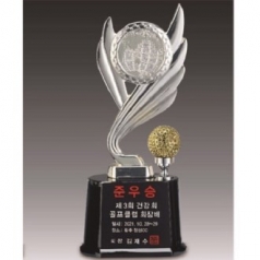 금속크리스탈 실버 세계지도 골프트로피 70