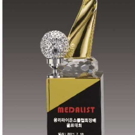 금색 골프모션 크리스탈 트로피 #4