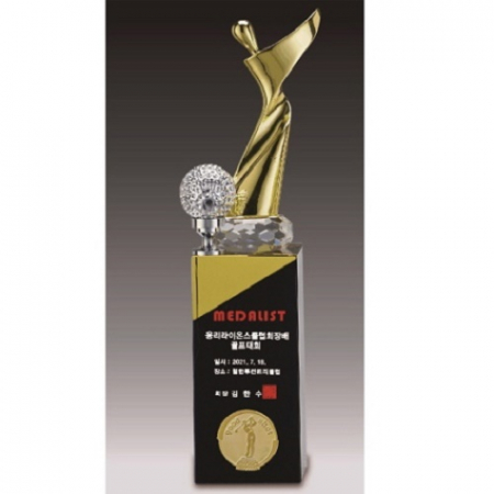 금색 골프모션 크리스탈 트로피 #6