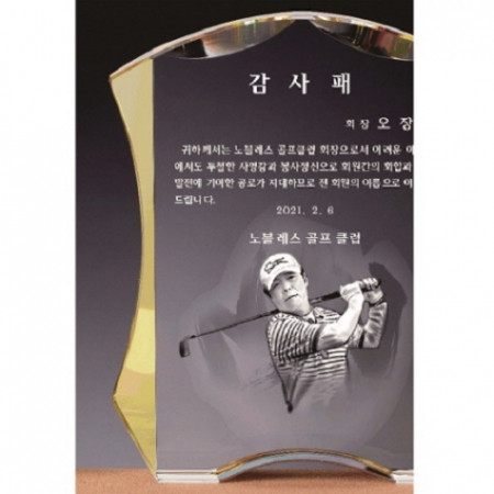 화이트 옐로우 투톤 연필화 크리스탈 상패 #5