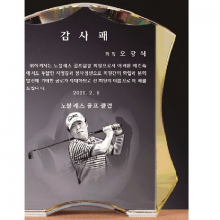 화이트 옐로우 투톤 연필화 크리스탈 상패 #6