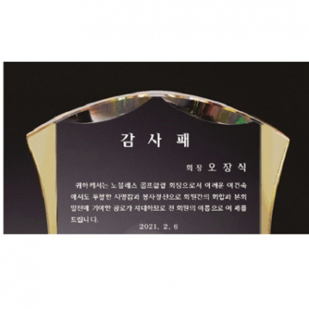 화이트 옐로우 투톤 연필화 크리스탈 상패 #3