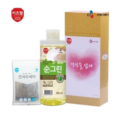 CJ 순그린 주방세제 (용기) + 수세미 2종 세트