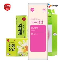 CJ 이츠웰 지퍼백, 위생장갑, 고무장갑 3종 세트