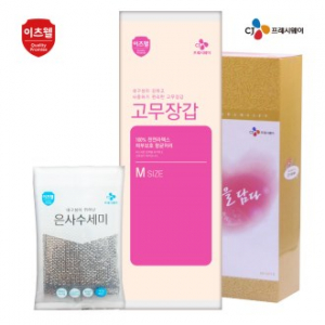 CJ 이츠웰 고무장갑, 수세미2종 세트