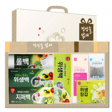 CJ 위생백 (대) , 위생백 (소) 지퍼백 (소) , 롤백 (소) , 위생장갑, 고무장갑, 수세미 7종 세트 #2