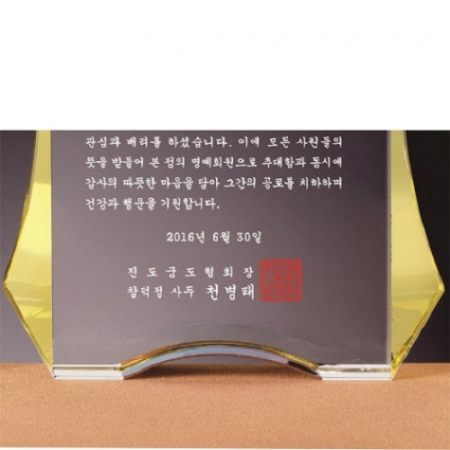 화이트 옐로우 투톤 통 크리스탈 상패 #5