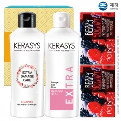 애경 케라시스 샴푸 180ml 용기 / 린스 180ml 용기 / 포인트 베리 비누 2P (4종)