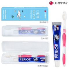 페리오 여행용칫솔 치약 2P (PP / 투명 / 종이 케이스 유)