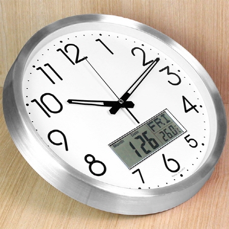 국대 카렌다 디지털 온도 무소음 알미늄 벽시계 350 #3