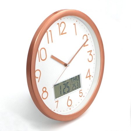 국대 무소음 디지털카렌다온도 로즈/실버벽시계 #3