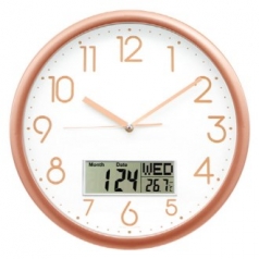 국대 무소음 디지털카렌다온도 로즈/실버벽시계
