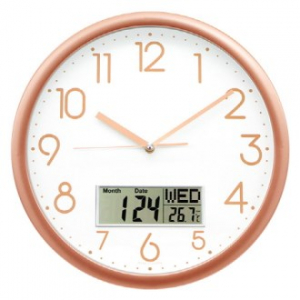 국대 무소음 디지털카렌다온도 로즈/실버벽시계