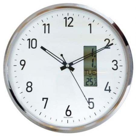 국대 카렌다 온도 크롬 벽시계 무소음315 ss-851C #3