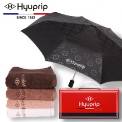 협립 3단 엠보 바이어스 완전 자동우산 1P + 40수 호텔 코마 세면타올 1P세트