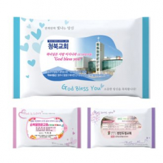 전도용 교회 홍보 물티슈 5매 (하나님의사랑3종)