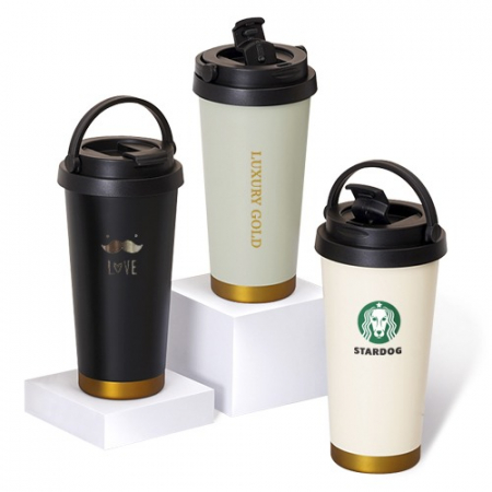 (H-024) 304  스텐 럭셔리 골드 이중진공 핸들텀블러 500ml / 풀칼라 #2