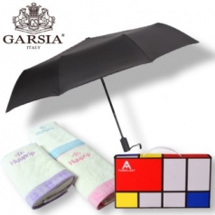 가르시아 3단 베이직 완전 자동우산 + 눈꽃 타올 1P 우산 타올세트