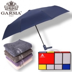 가르시아 3단 모던 완전자동 우산 +호텔 코마 170 타올 1P - 우산 타올세트