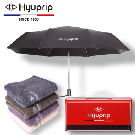 협립 3단 암막 고밀도 커넥션 완전자동 우산 +호텔 코마 170 타올 1P - 우산 타올세트 (양산 겸용) #2