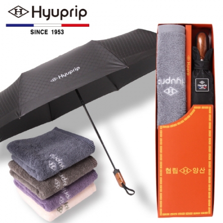 협립 3단 70암막 고밀도 커넥션 완전자동 우산 +호텔 코마 170 타올 1P - 우산 타올세트 (양산 겸용) #2