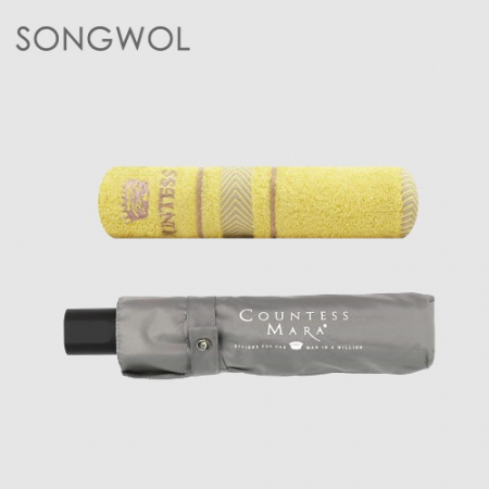 송월 2매입 세트 CM 매직 3단 폰지 우산 + CM써클 타올 MJ #5