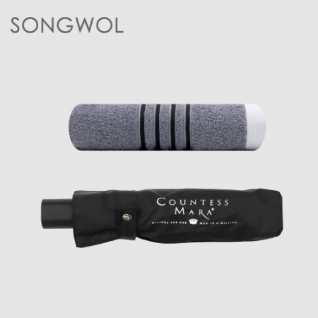 송월 2매입 세트 CM 매직 3단 폰지 우산 + CM포라인 타올 MJ #3