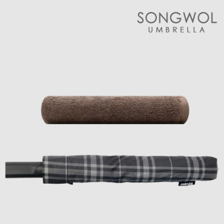 송월 2매입 세트) SWU 2단 모던체크 우산+ 뉴 컬러 무지타올 MJ #2