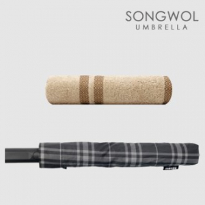 송월 2매입 세트) SWU 2단 모던 체크 우산+ 노을 타올 MJ