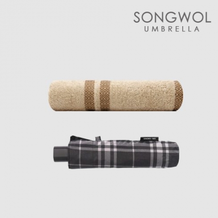 송월 2매입 세트 SWU 3단 모던체크 우산 + 노을 MJ 타올 #2