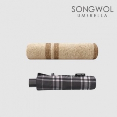 송월 2매입 세트 SWU 3단 모던체크 우산 + 노을 MJ 타올