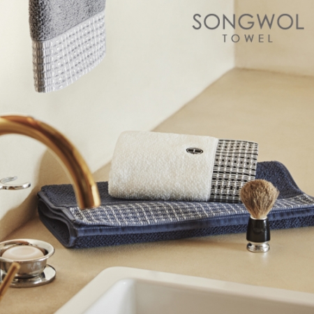 송월 5매입 세트) SWU 2단 모던 체크 우산+ 호텔컬렉션 톤 타올 MJ #6