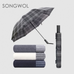 송월 5매입 세트) SWU 2단 모던 체크 우산+ 호텔컬렉션 톤 타올 MJ