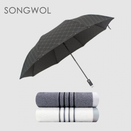 송월 3매입 세트) CM 2단 다이아라인 우산+ CM 포라인 타올 #2