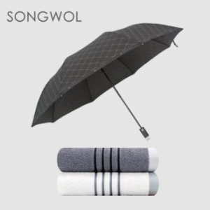 송월 3매입 세트) CM 2단 다이아라인 우산+ CM 포라인 타올