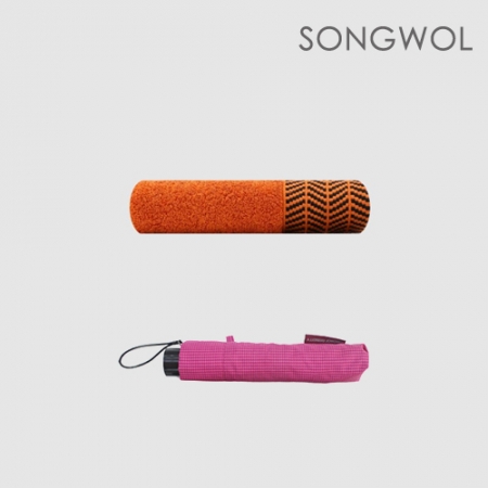 송월 2매입 세트) SWU 3단 미니 하운드 체크 우산+ 호텔컬렉션 어로우 타올 #4