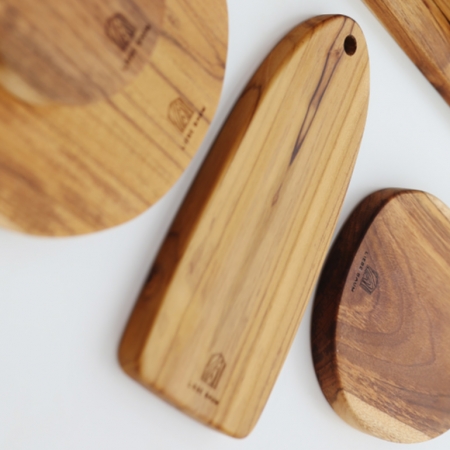 리베바움 티크원목 플레이팅 도마 라운드4 [각인] #4