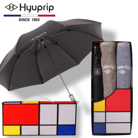 협립 암막 고밀도 커넥션 2단 65 우산 + 호텔 코마 170 타올 2P 우산타올세트 (양산겸용) #2