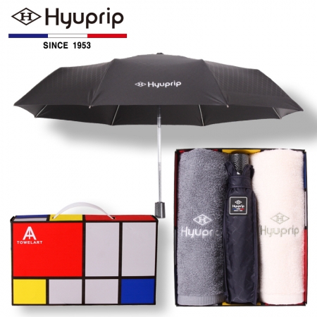 협립 3단 암막 고밀도 커넥션 완전 자동우산 +호텔 코마 170타올 2P 우산타올세트 (양산겸용) #2