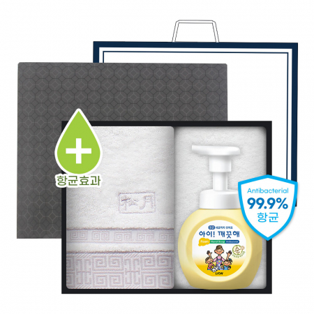 송월 완벽 항균 케어 2P 세트 (아이깨끗해 핸드워시 1개 +격자 40 타올 1매) #2